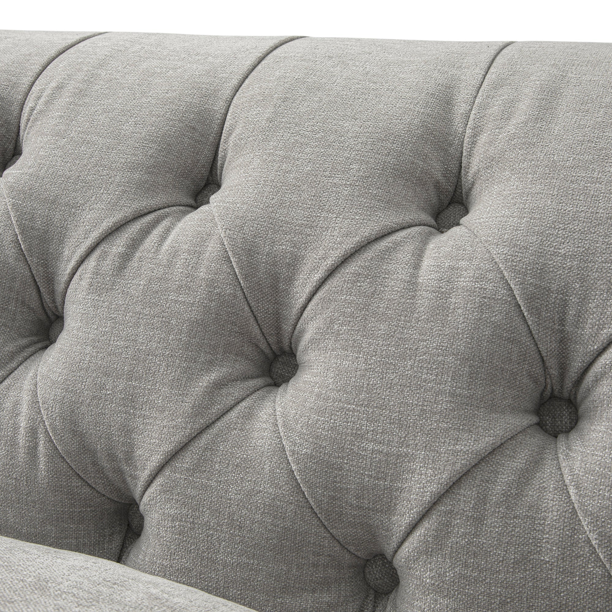 Ashby Chesterfield Large 3-Seater Sofa, Mist Gray Chenille