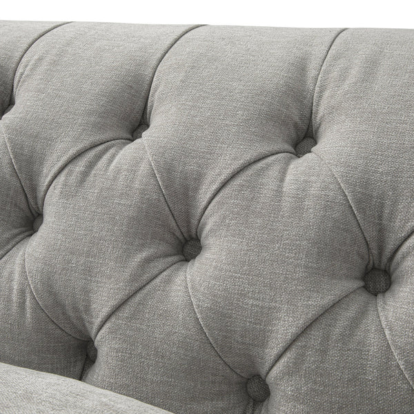 Ashby Chesterfield Large 3-Seater Sofa, Mist Gray Chenille