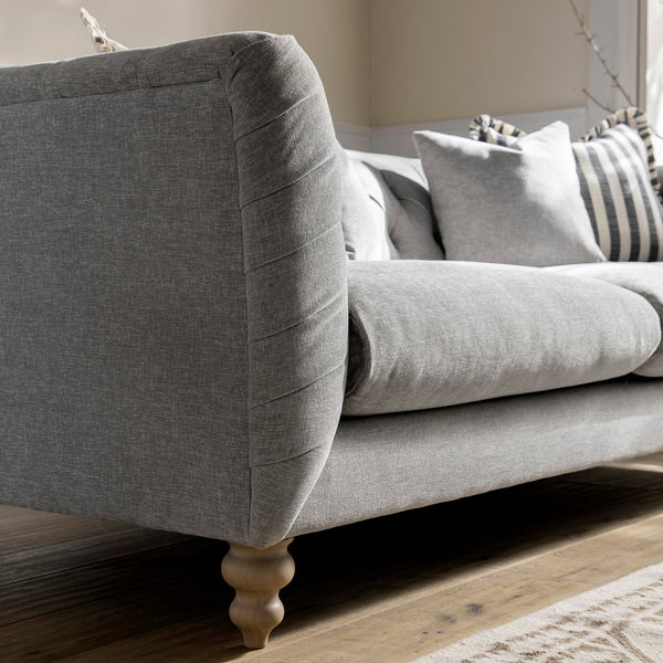 Ashby Chesterfield Large 3-Seater Sofa, Mist Gray Chenille