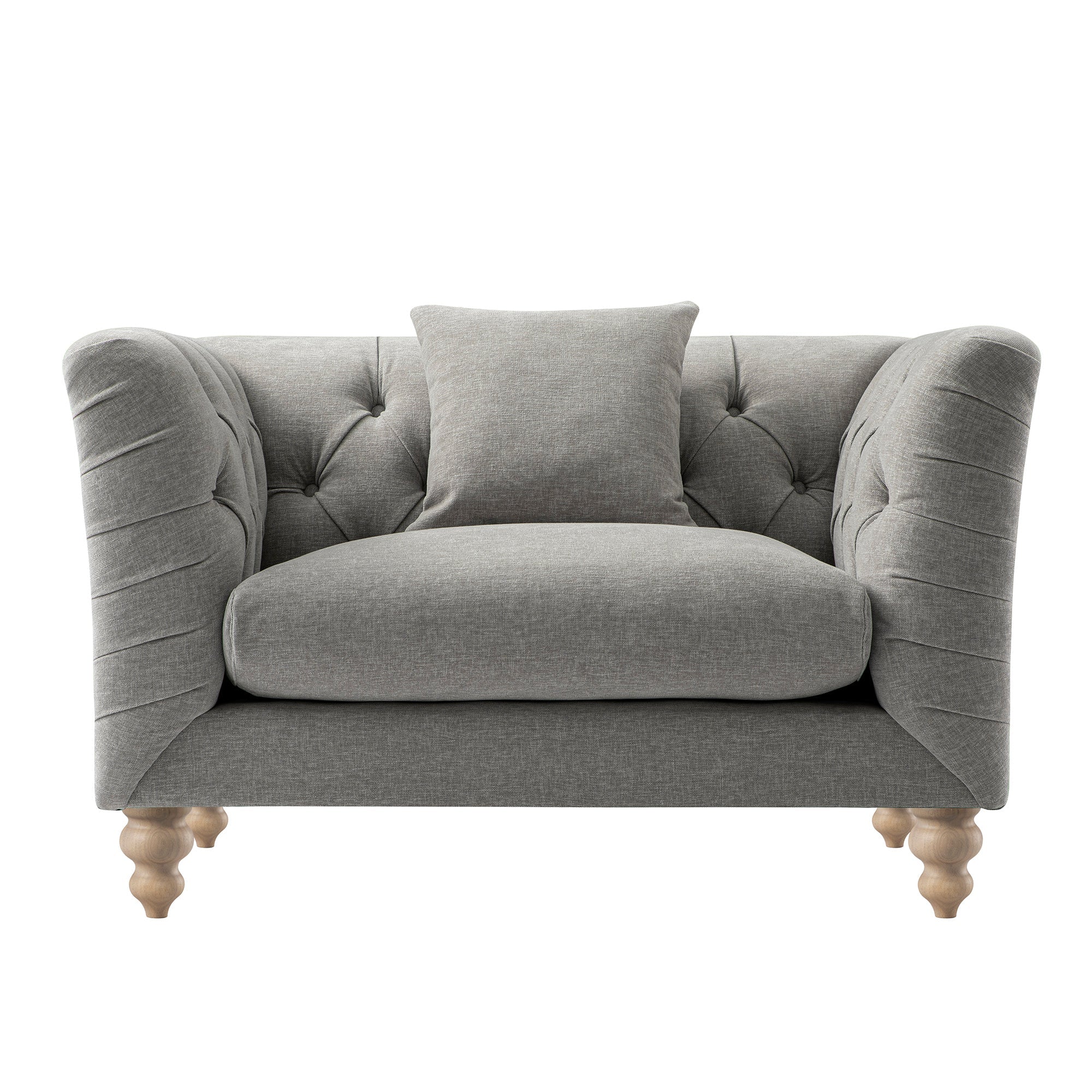 Ashby Chesterfield Loveseat, Mist Gray Chenille