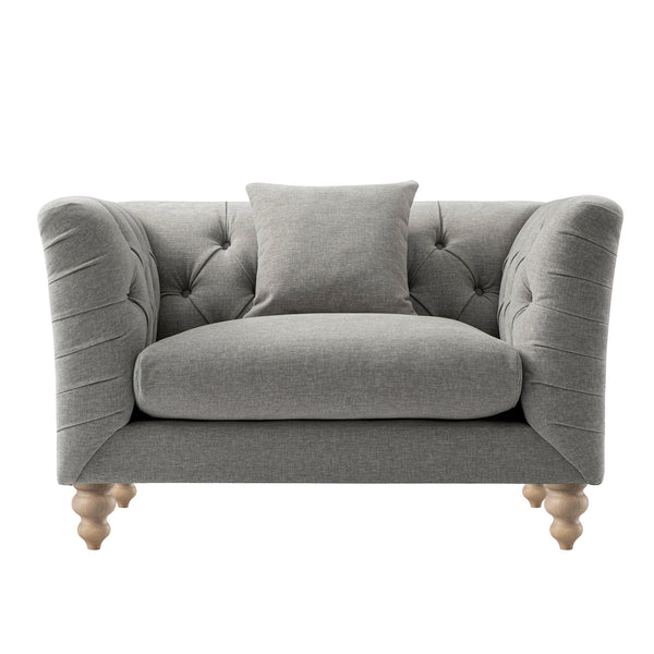 Ashby Chesterfield Loveseat, Mist Gray Chenille