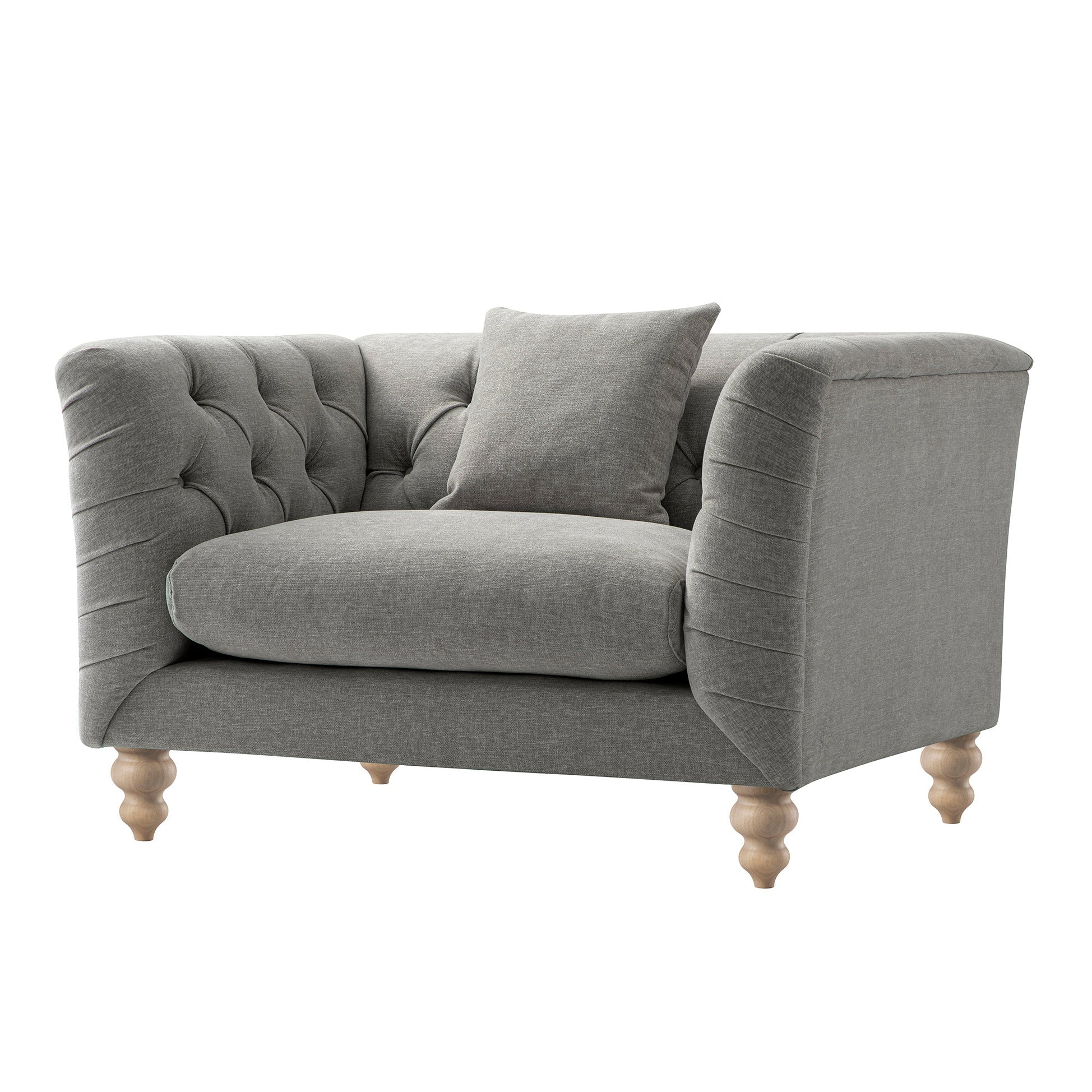 Ashby Chesterfield Loveseat, Mist Gray Chenille