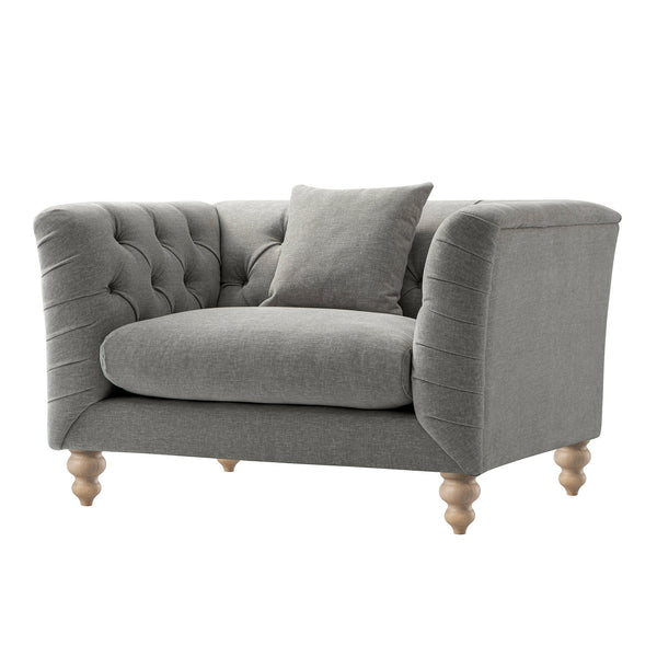 Ashby Chesterfield Loveseat, Mist Gray Chenille