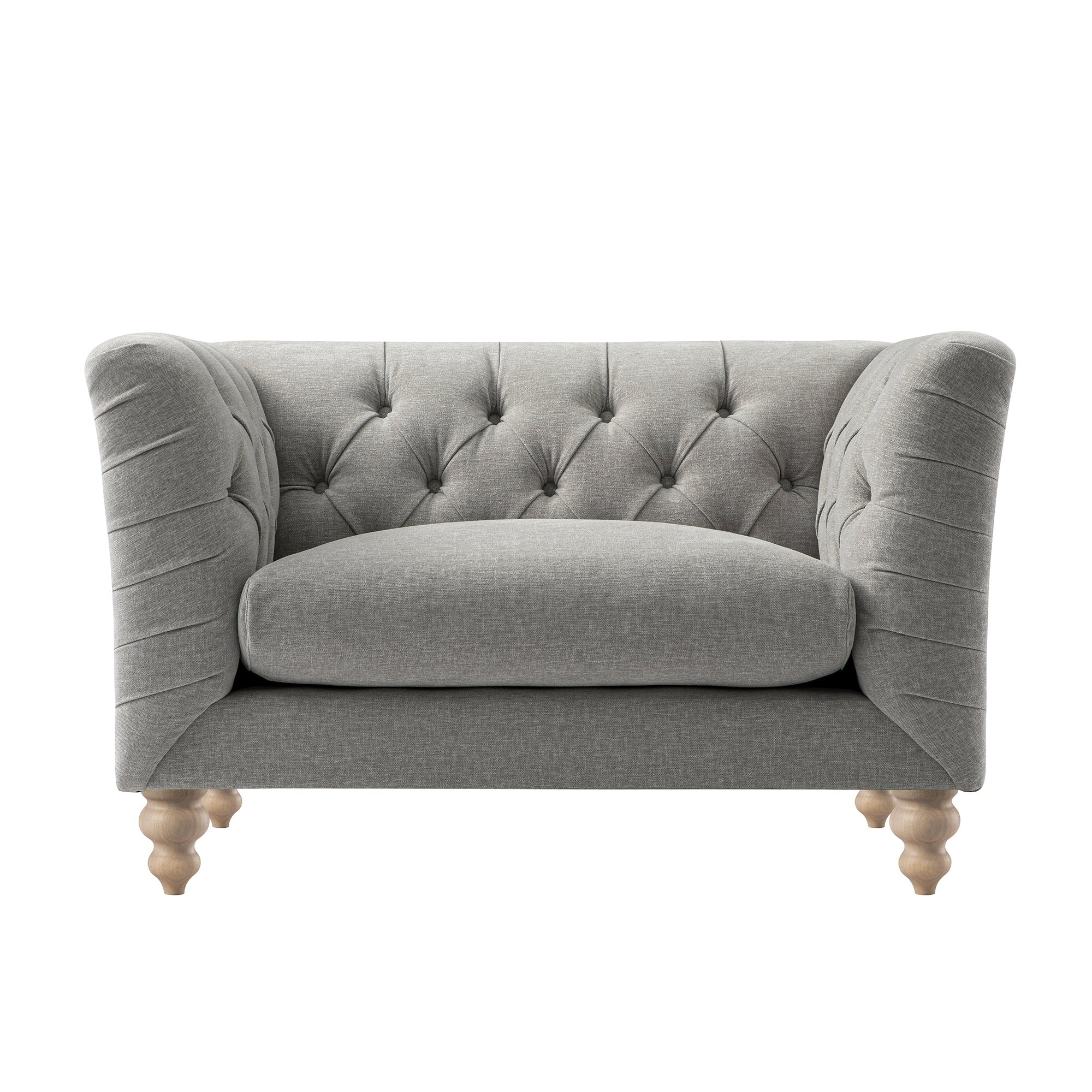 Ashby Chesterfield Loveseat, Mist Gray Chenille