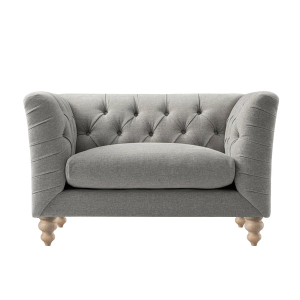 Ashby Chesterfield Loveseat, Mist Gray Chenille