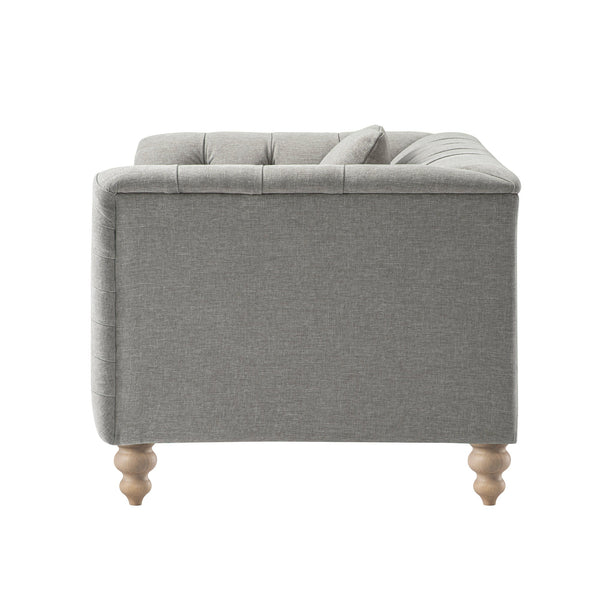 Ashby Chesterfield Loveseat, Mist Gray Chenille