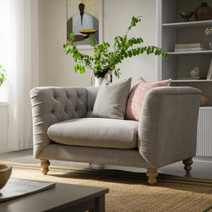 Ashby Chesterfield Loveseat, Mist Gray Chenille