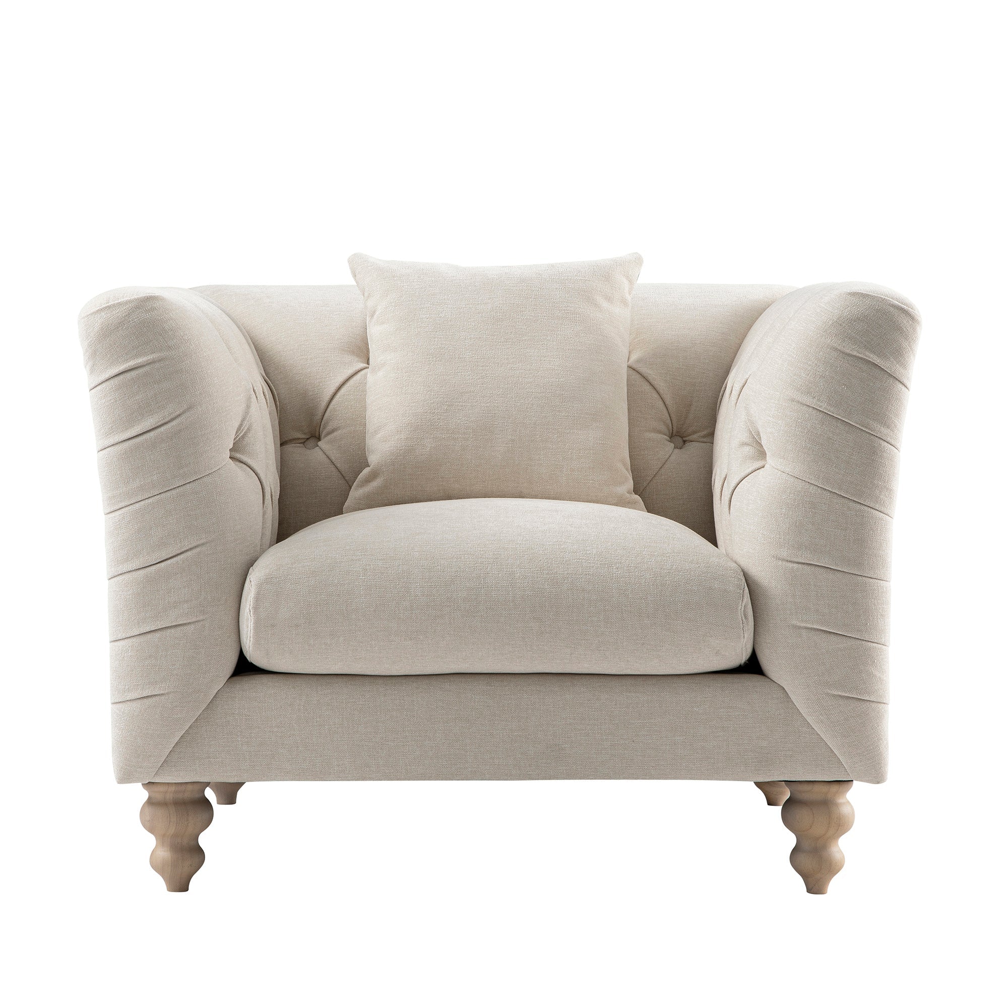 Ashby Chesterfield Armchair, Oatmeal Chenille