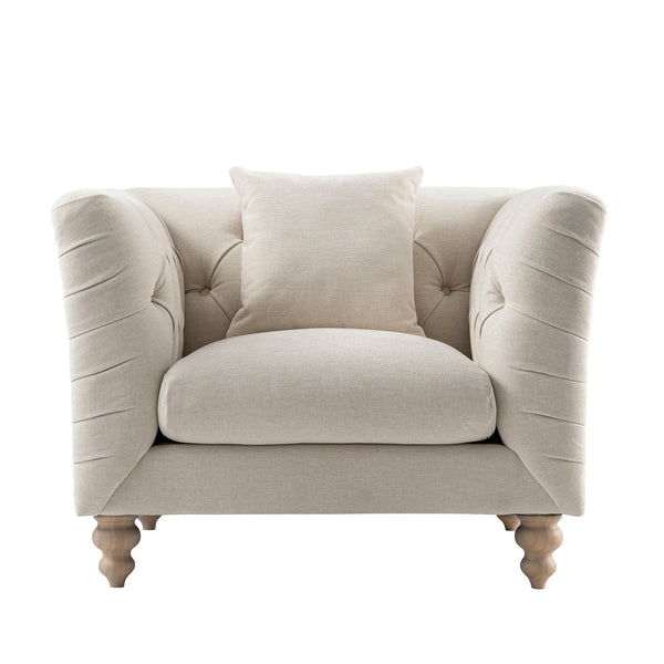 Ashby Chesterfield Armchair, Oatmeal Chenille