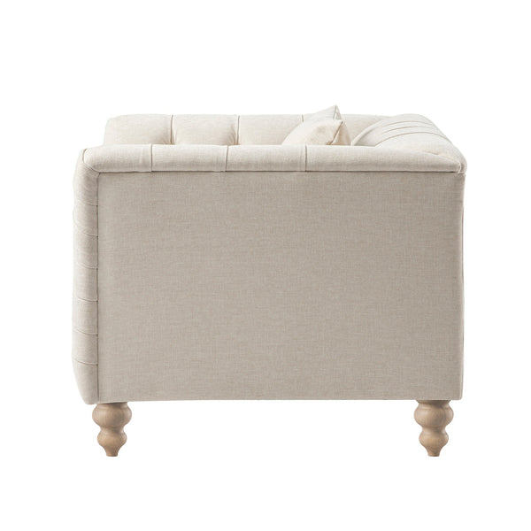 Ashby Chesterfield Armchair, Oatmeal Chenille