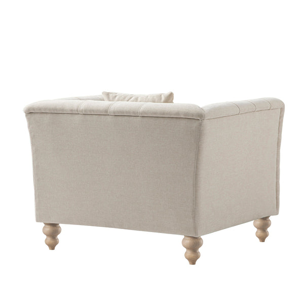 Ashby Chesterfield Armchair, Oatmeal Chenille