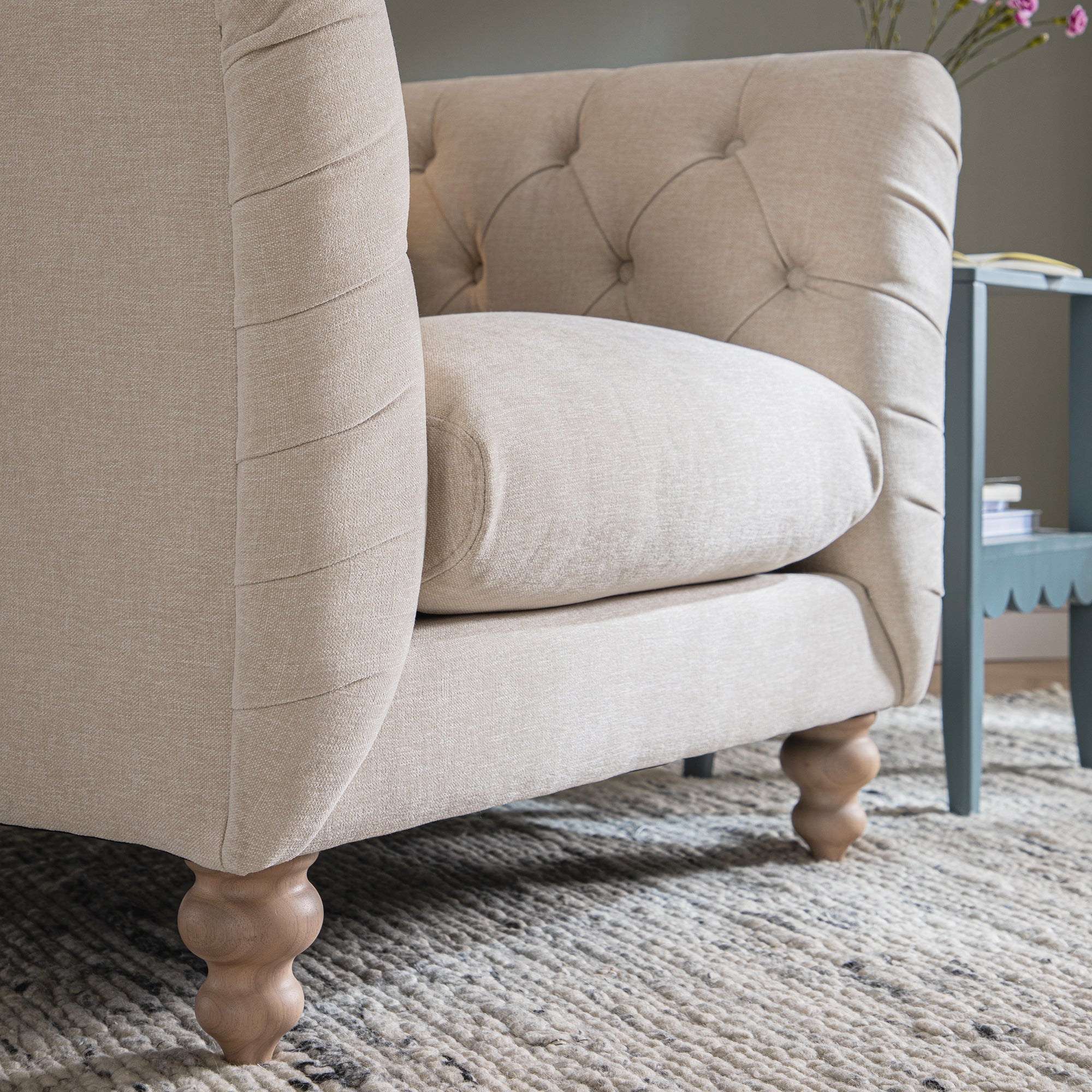 Ashby Chesterfield Armchair, Oatmeal Chenille