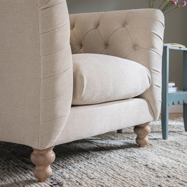 Ashby Chesterfield Armchair, Oatmeal Chenille