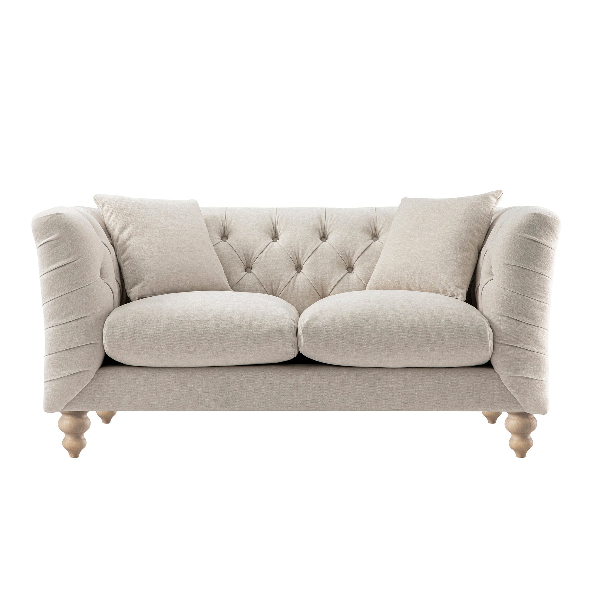 Ashby Chesterfield 2-Seater Sofa, Oatmeal Chenille