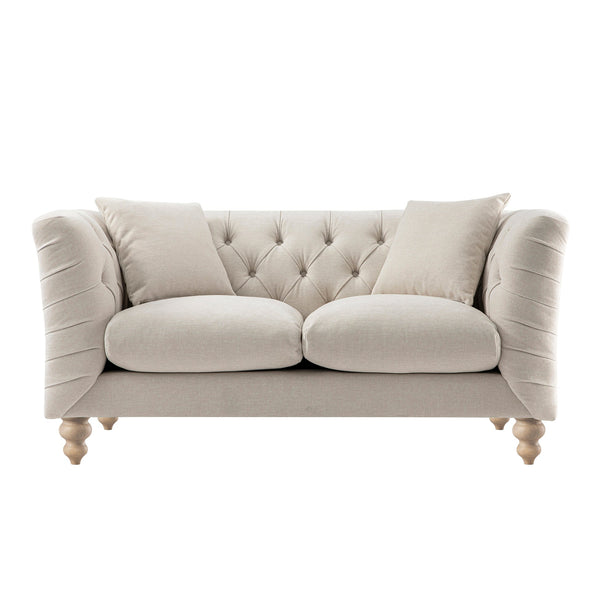 Ashby Chesterfield 2-Seater Sofa, Oatmeal Chenille