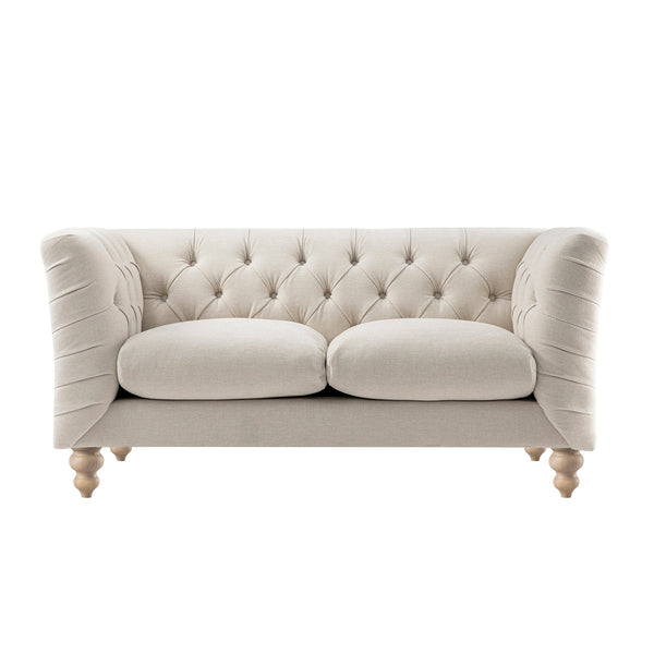 Ashby Chesterfield 2-Seater Sofa, Oatmeal Chenille
