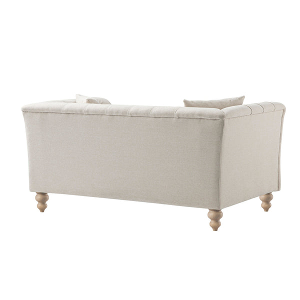 Ashby Chesterfield 2-Seater Sofa, Oatmeal Chenille
