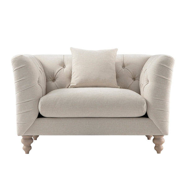 Ashby Chesterfield Loveseat, Oatmeal Chenille