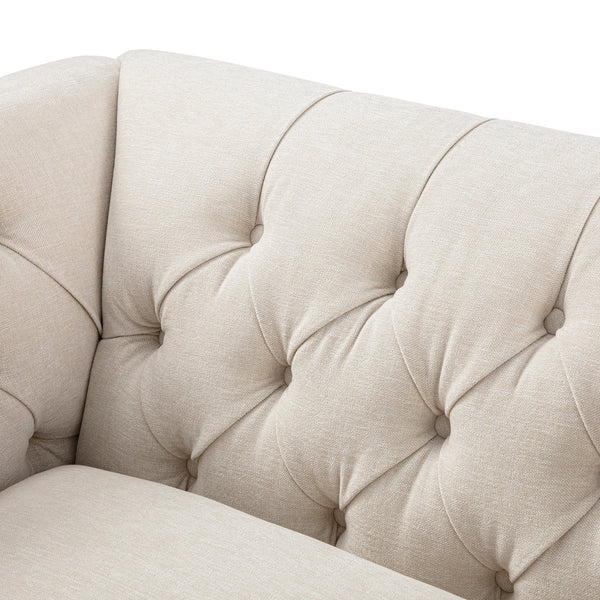 Ashby Chesterfield Loveseat, Oatmeal Chenille