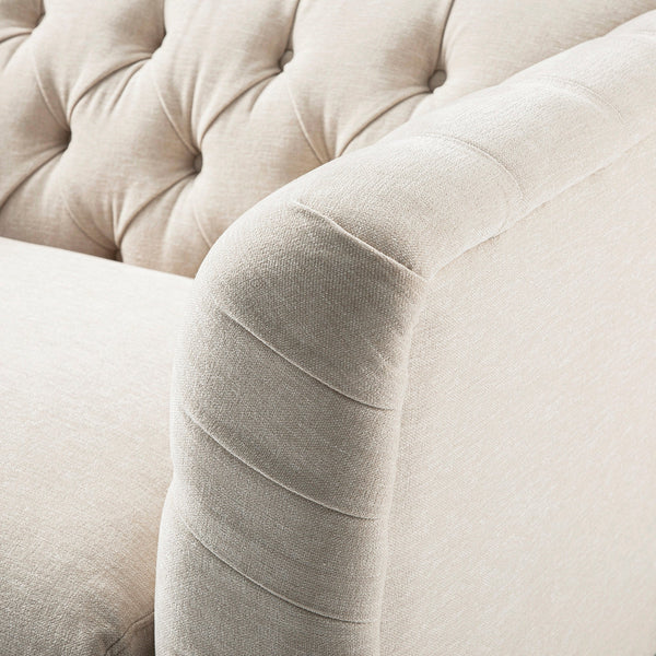 Ashby Chesterfield Loveseat, Oatmeal Chenille