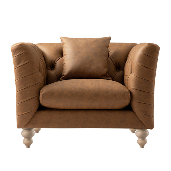 Ashby Chesterfield Armchair, Tan Faux Leather