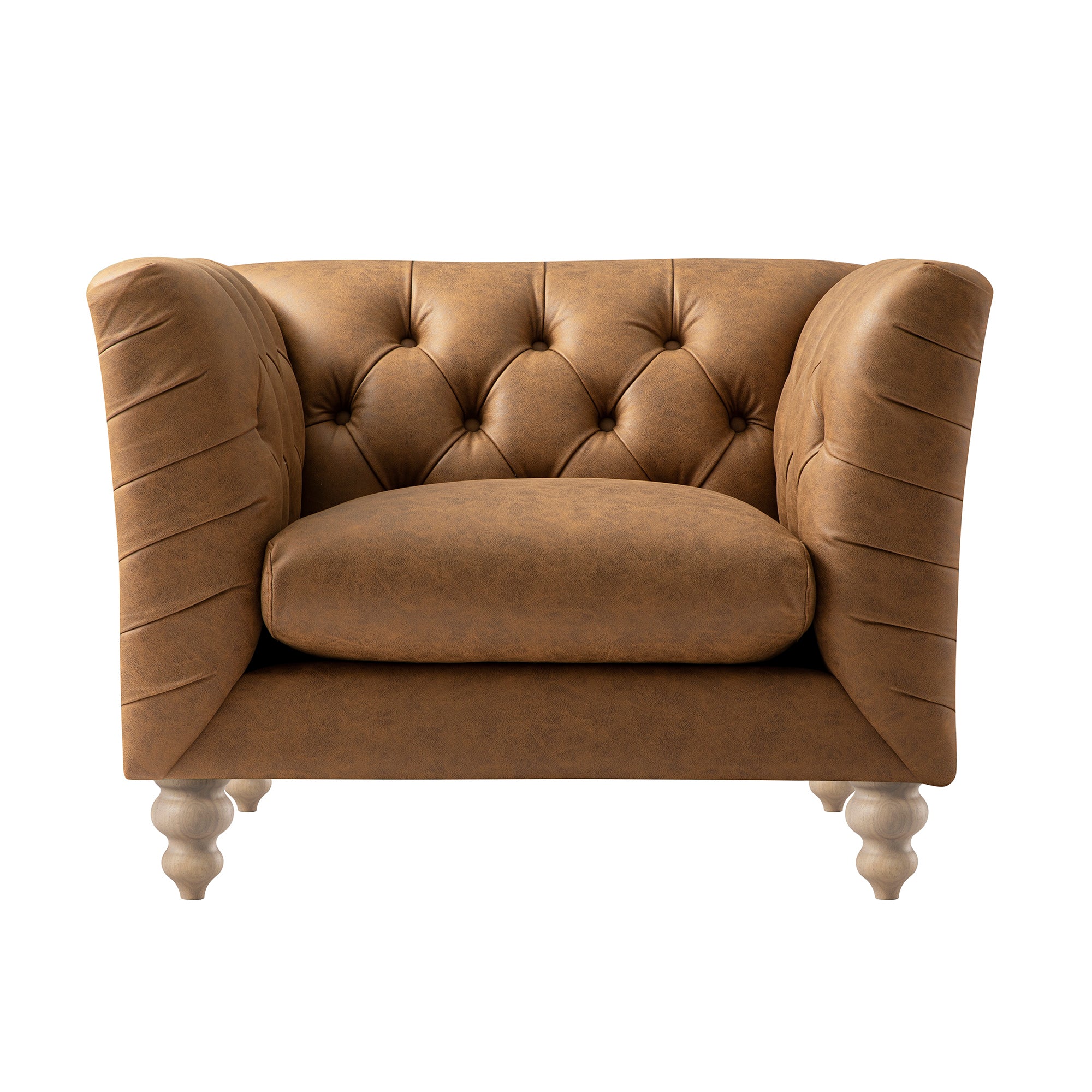 Ashby Chesterfield Armchair, Tan Faux Leather
