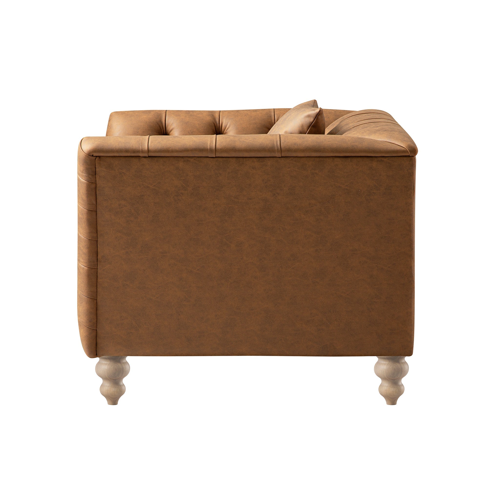Ashby Chesterfield Armchair, Tan Faux Leather