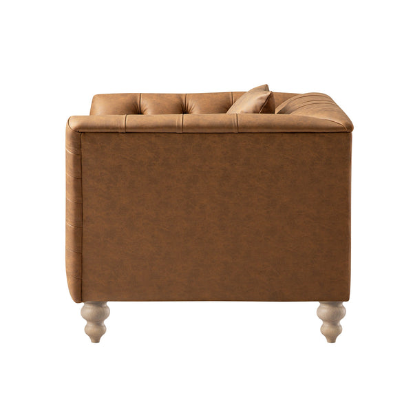 Ashby Chesterfield Armchair, Tan Faux Leather