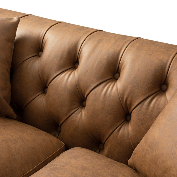 Ashby Chesterfield 2-Seater Sofa, Tan Faux Leather