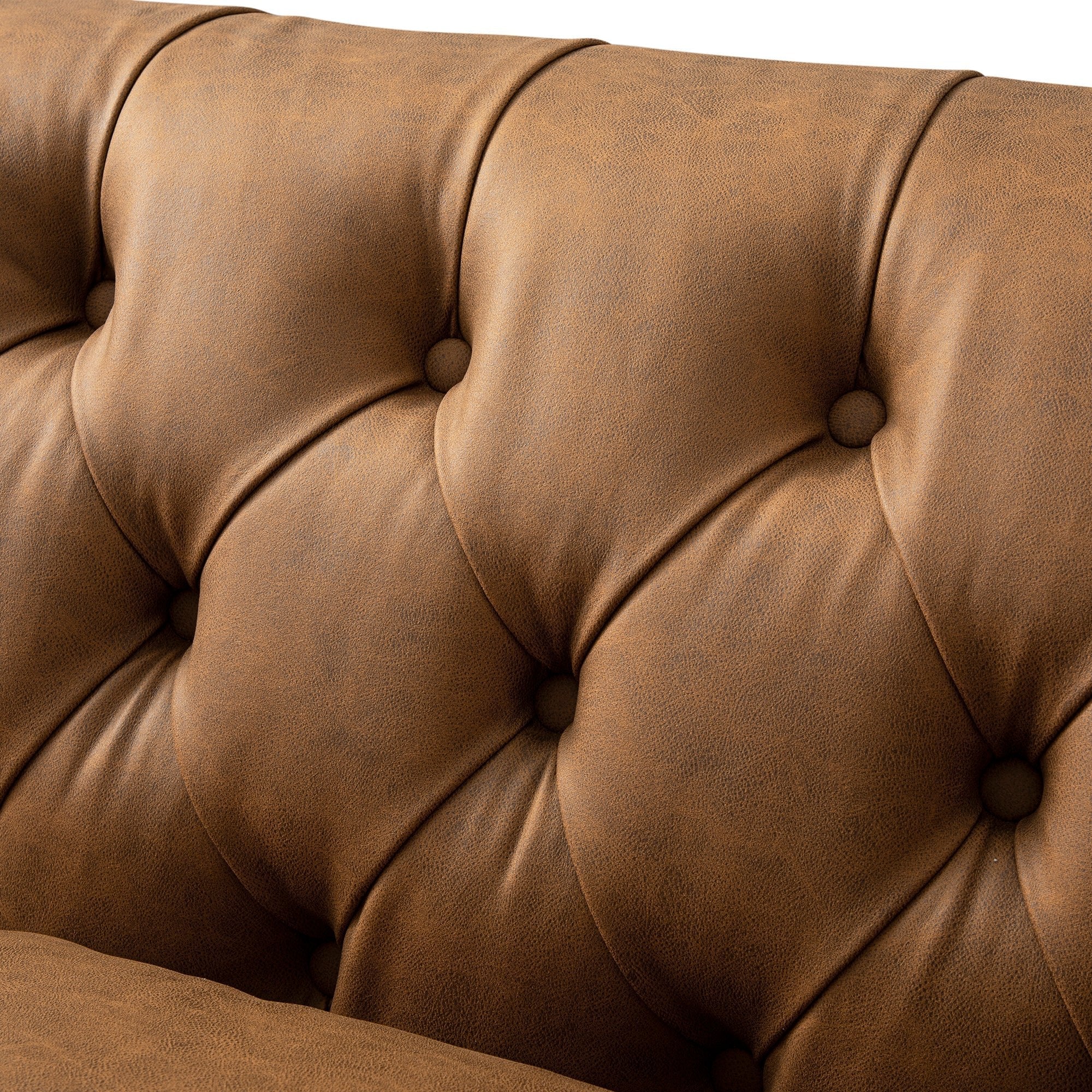 Ashby Chesterfield Large 3-Seater Sofa, Tan Faux Leather