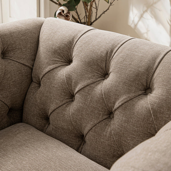 Ashby Chesterfield Armchair, Taupe Chenille