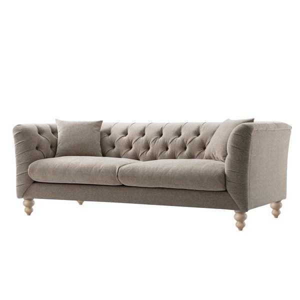 Ashby Chesterfield Large 3-Seater Sofa, Taupe Chenille