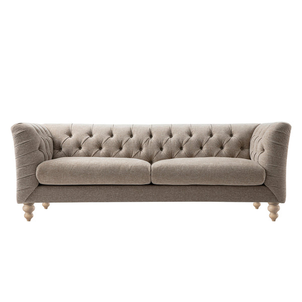 Ashby Chesterfield Large 3-Seater Sofa, Taupe Chenille