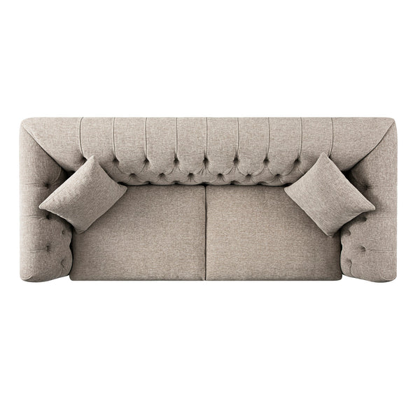 Ashby Chesterfield Large 3-Seater Sofa, Taupe Chenille