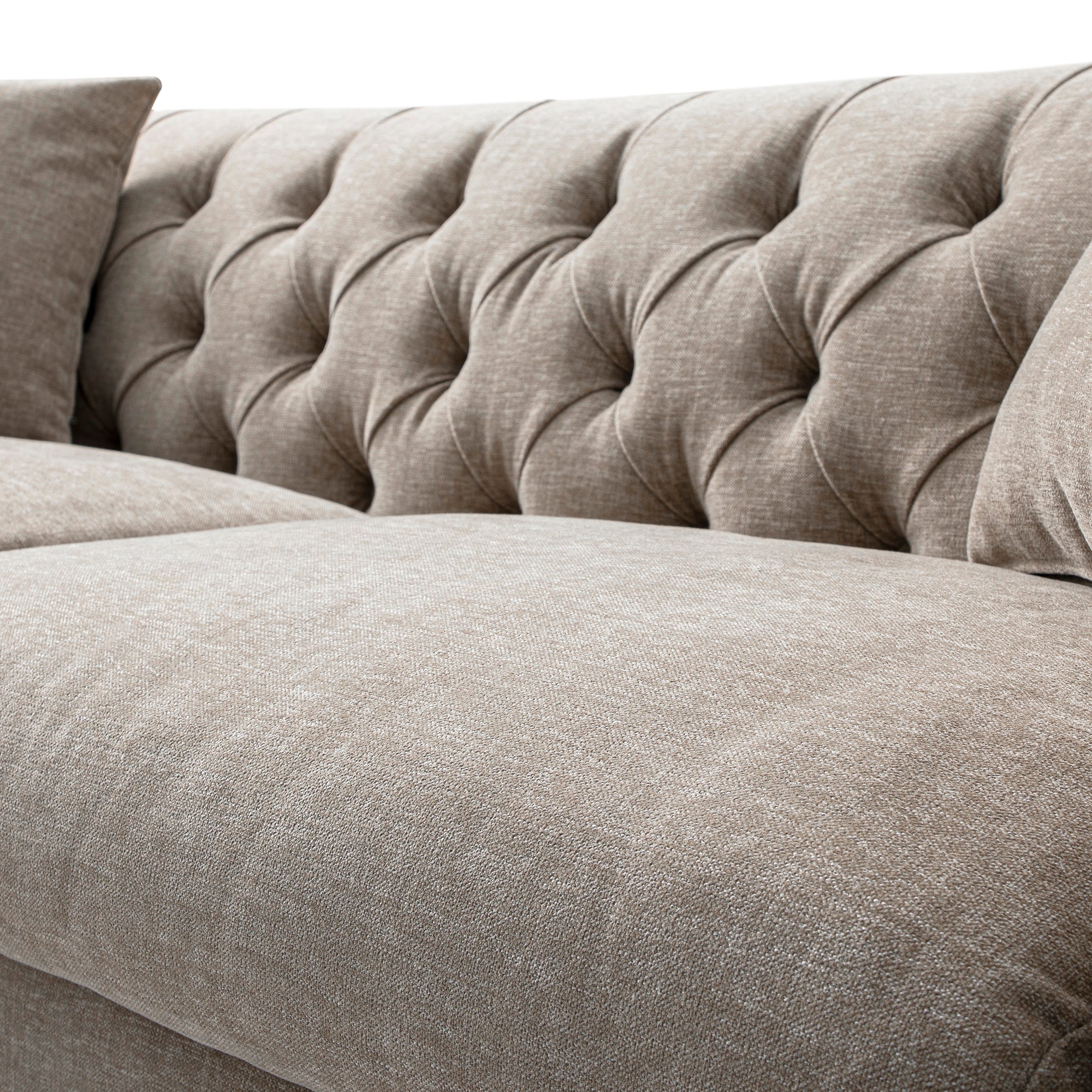 Ashby Chesterfield Large 3-Seater Sofa, Taupe Chenille