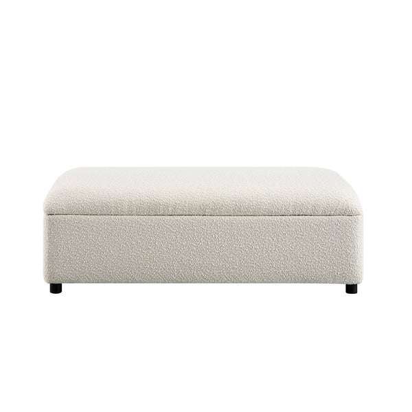 Magda Fold-Out Full Bed in an Ottoman, Beige Boucle