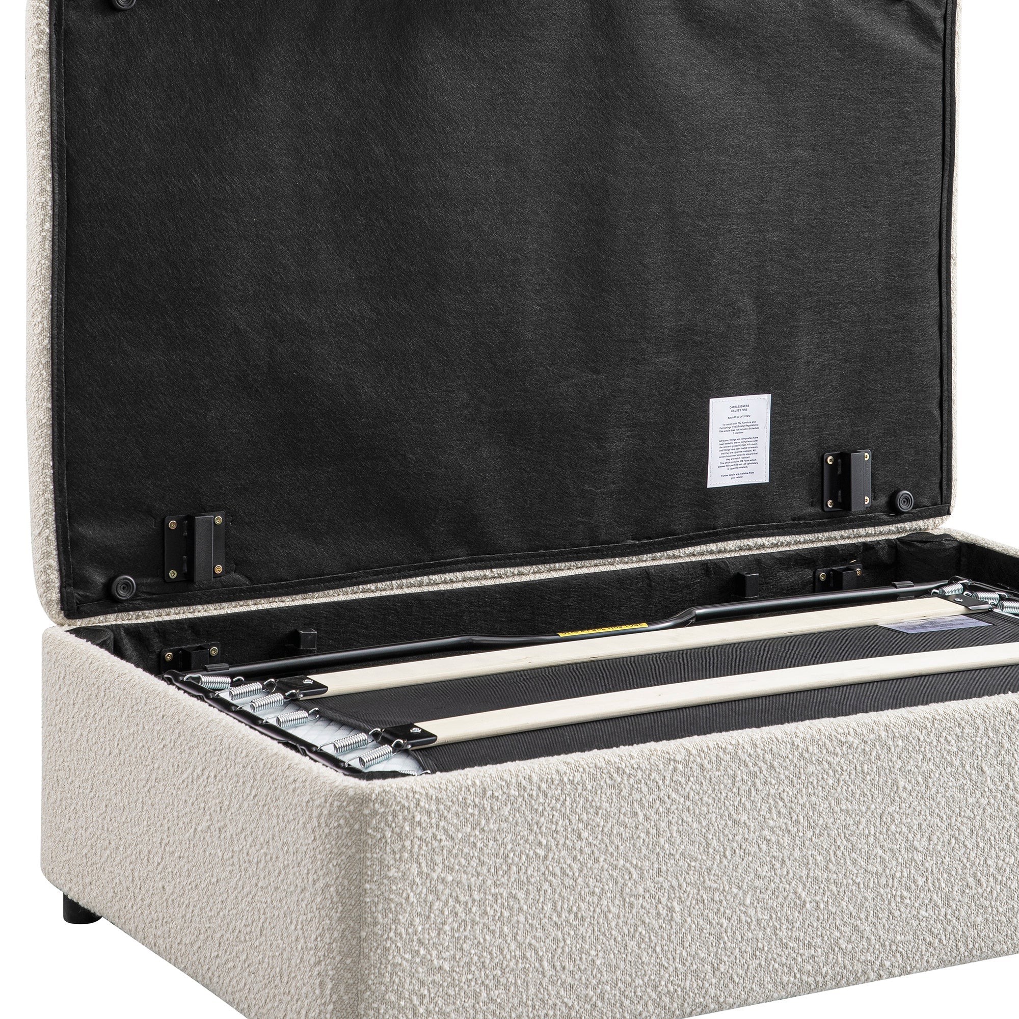 Magda Fold-Out Full Bed in an Ottoman, Beige Boucle