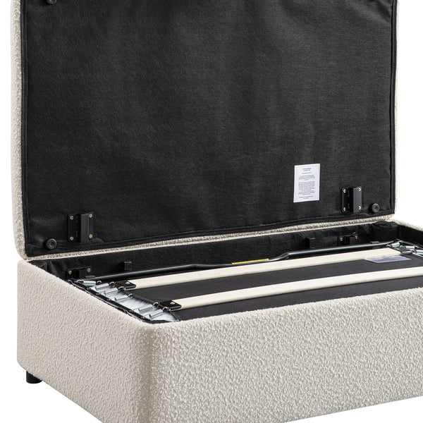 Magda Fold-Out Full Bed in an Ottoman, Beige Boucle