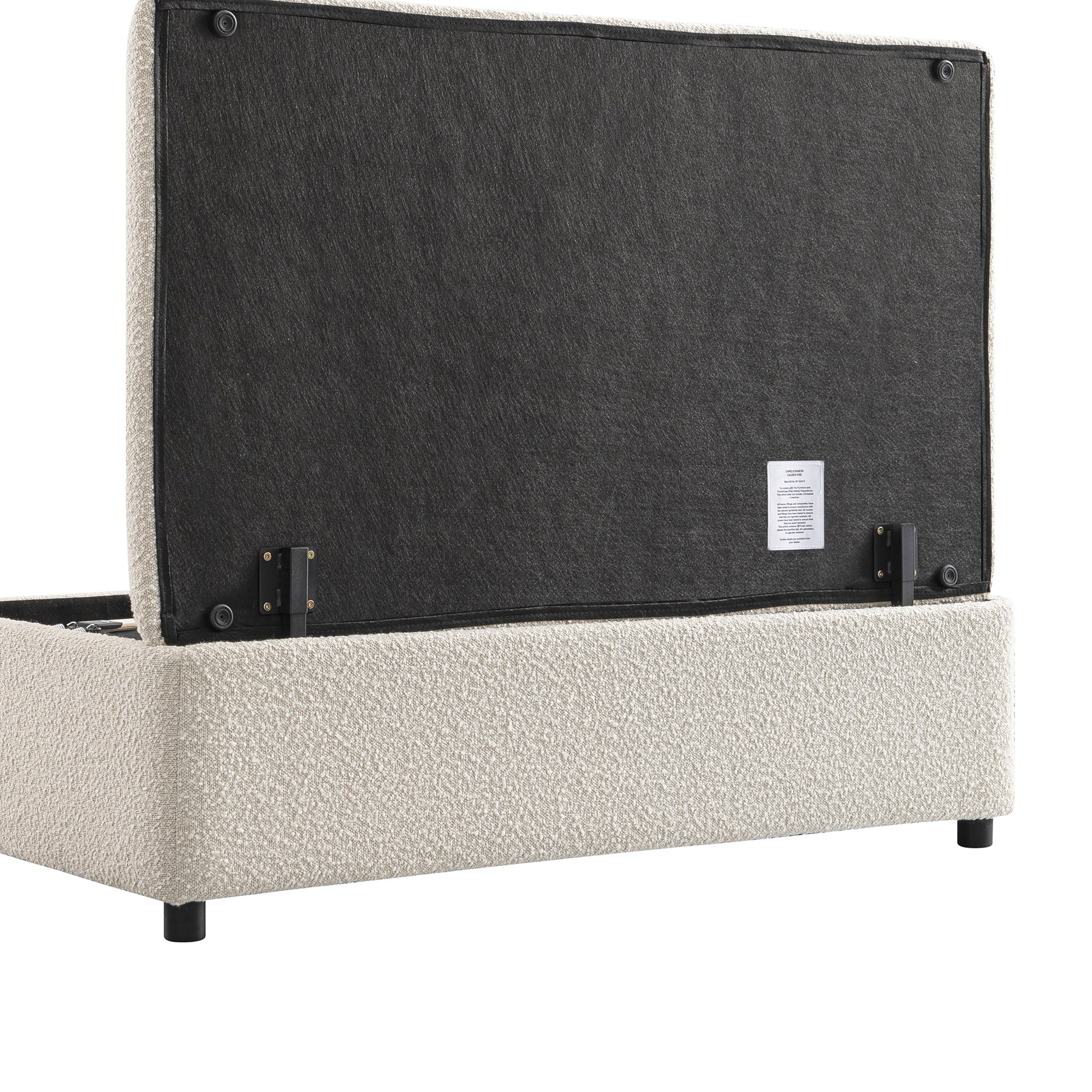 Magda Fold-Out Full Bed in an Ottoman, Beige Boucle