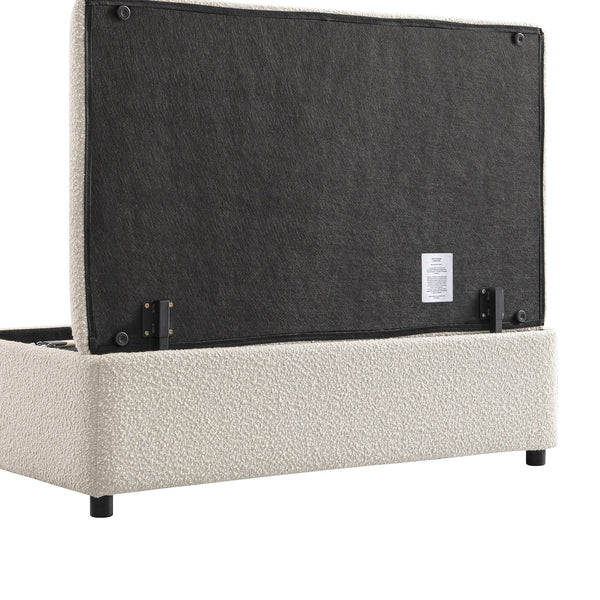 Magda Fold-Out Full Bed in an Ottoman, Beige Boucle