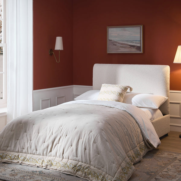 Magda Fold-Out Full Bed in an Ottoman, Beige Boucle