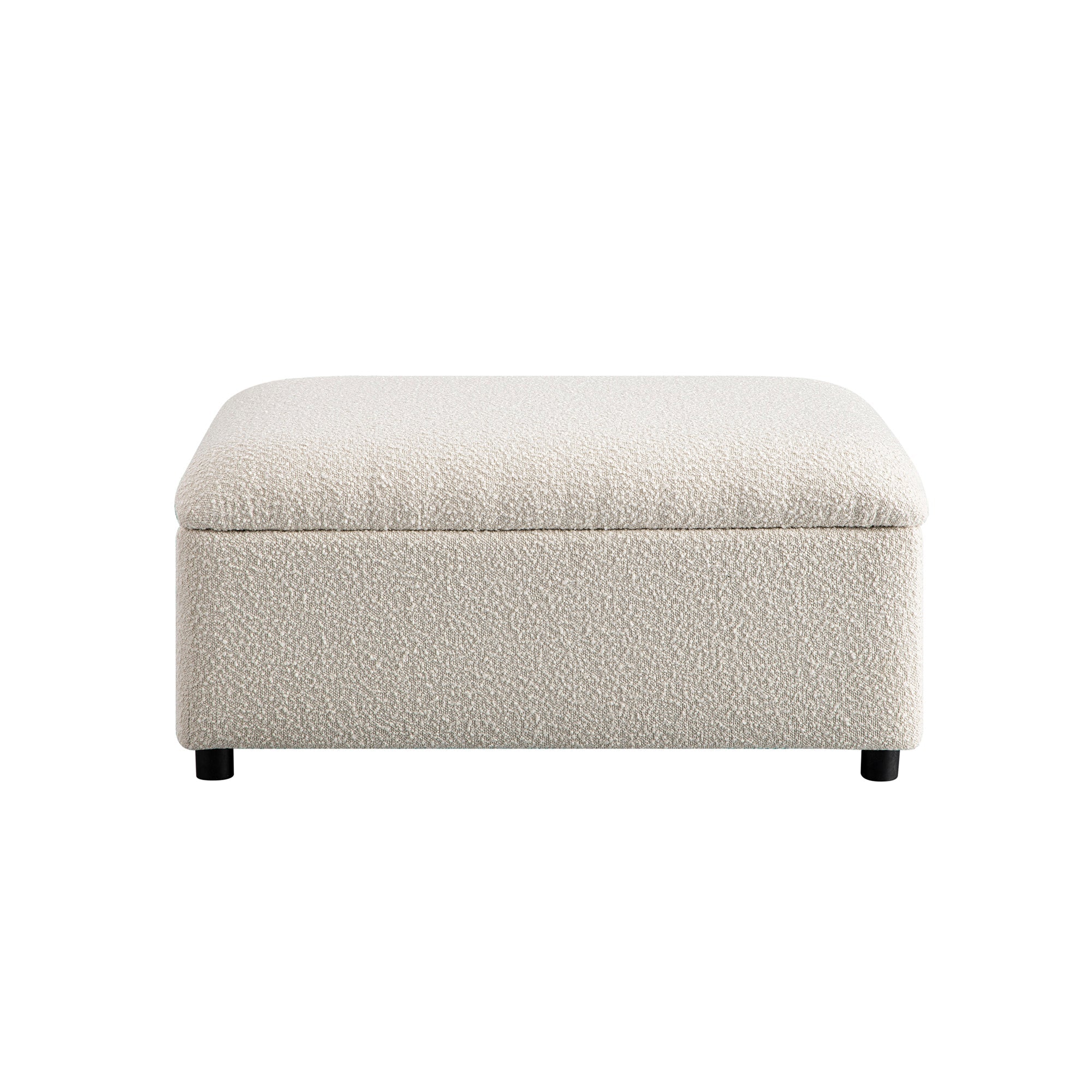 Magda Fold-Out Twin Bed in an Ottoman, Beige Boucle