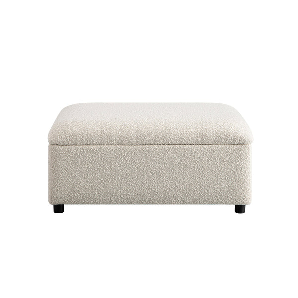 Magda Fold-Out Twin Bed in an Ottoman, Beige Boucle