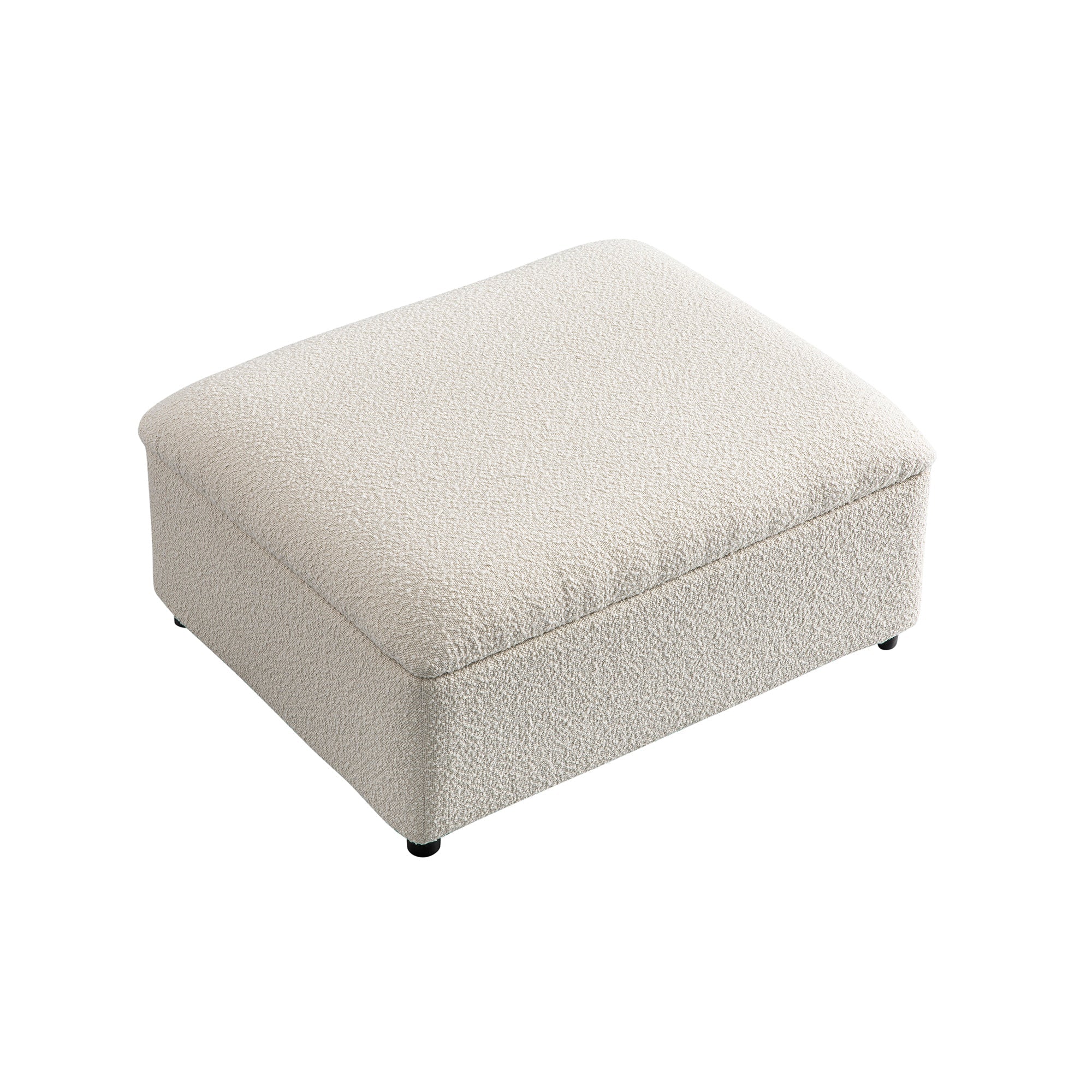 Magda Fold-Out Twin Bed in an Ottoman, Beige Boucle