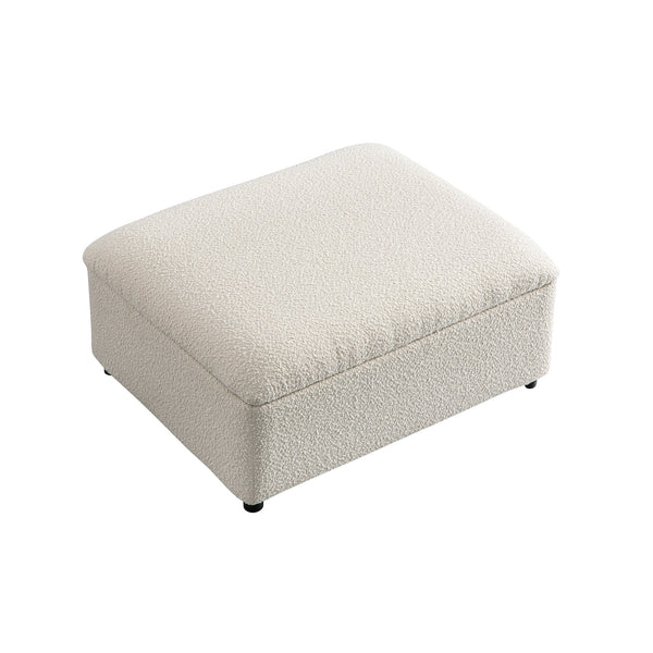 Magda Fold-Out Twin Bed in an Ottoman, Beige Boucle