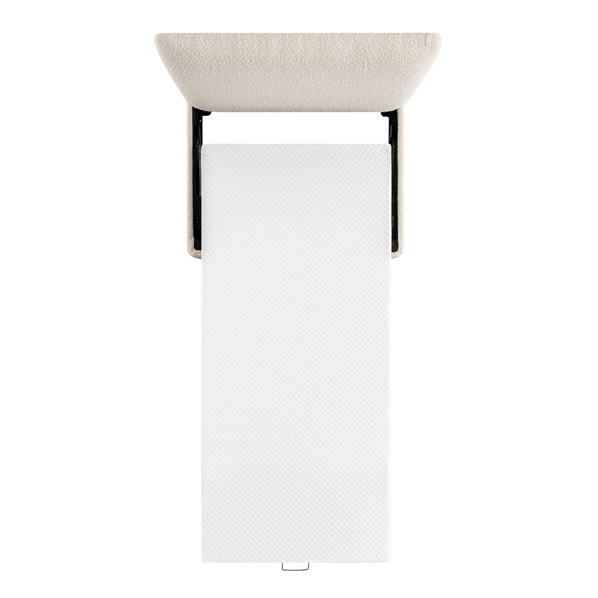 Magda Fold-Out Twin Bed in an Ottoman, Beige Boucle