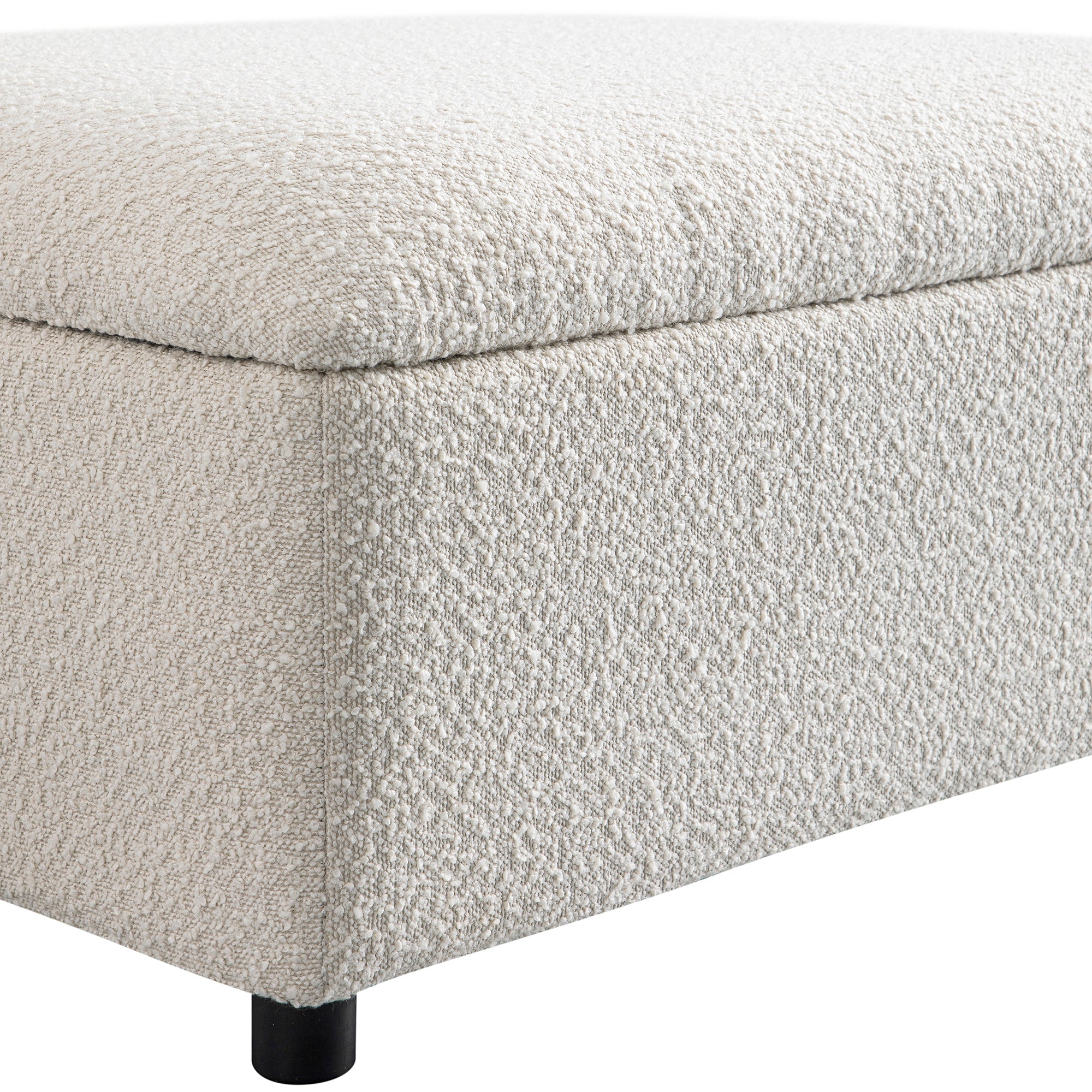 Magda Fold-Out Twin Bed in an Ottoman, Beige Boucle