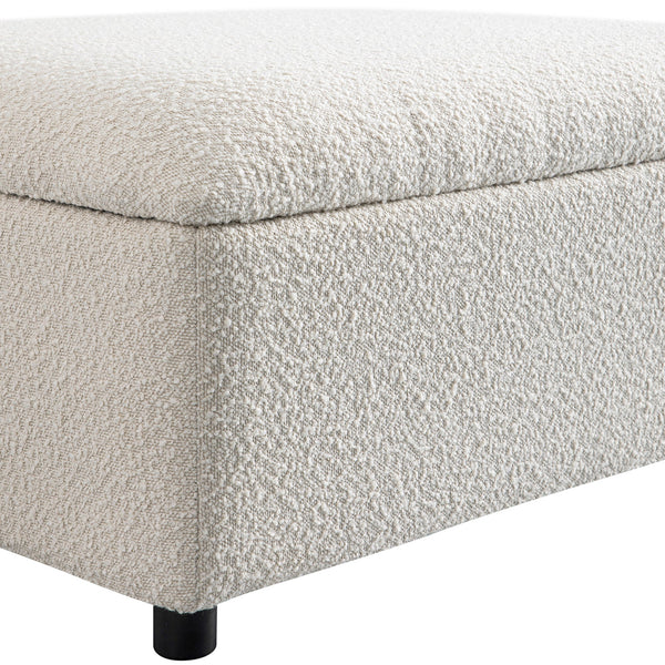 Magda Fold-Out Twin Bed in an Ottoman, Beige Boucle