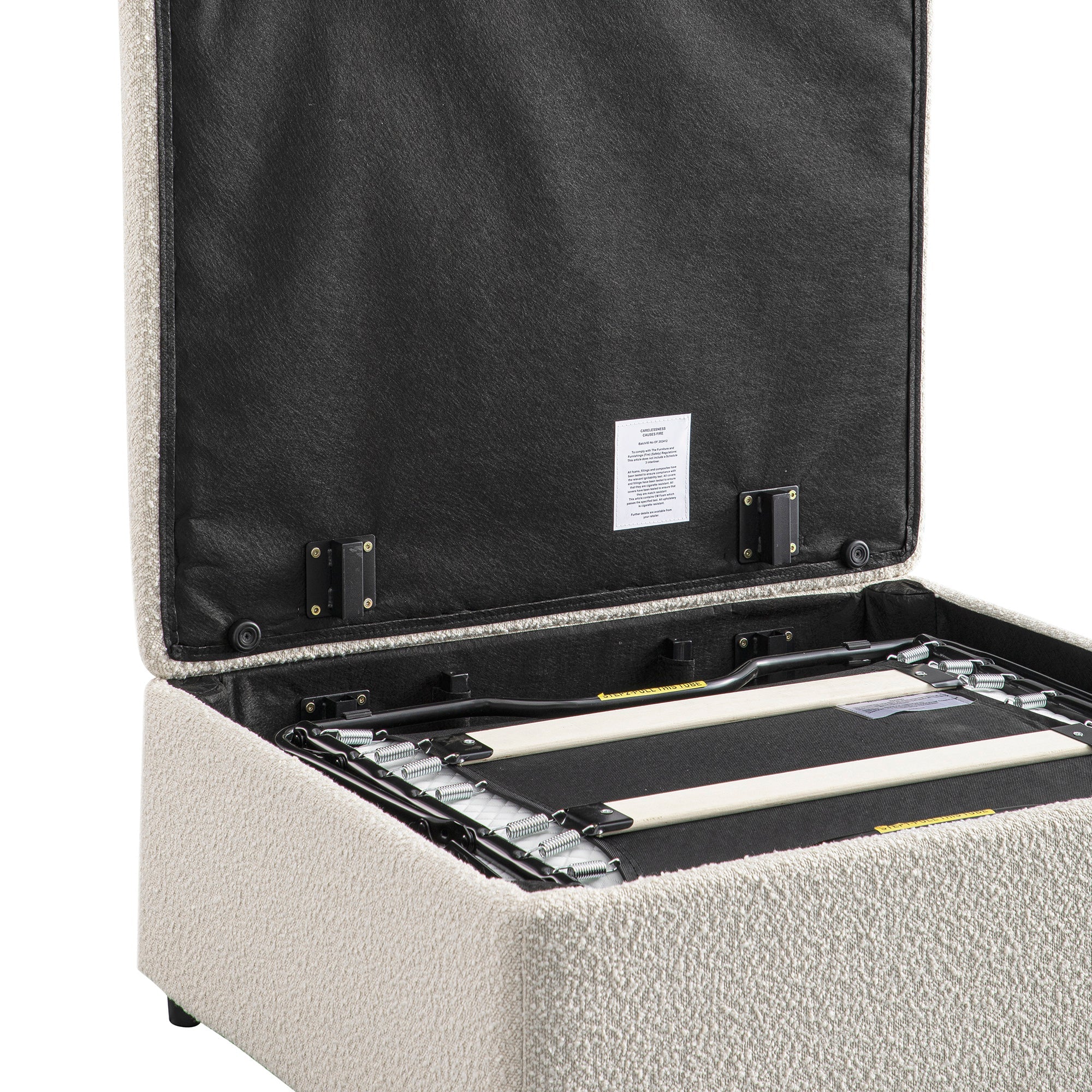 Magda Fold-Out Twin Bed in an Ottoman, Beige Boucle