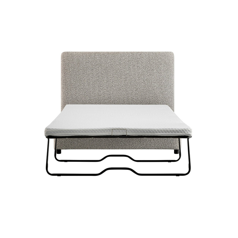 Magda Fold-Out Full Bed in an Ottoman, Mist Gray Boucle